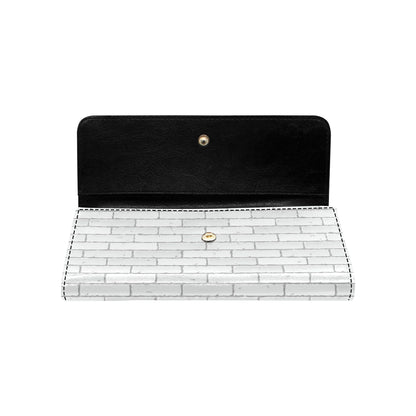 Brick White Pattern Print Design 03 Women's Trifold Wallet