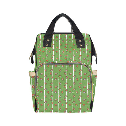 American Football on Field Themed Print Diaper Bag Backpack
