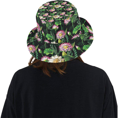 Water Lily Pattern Print Design WL010 Unisex Bucket Hat