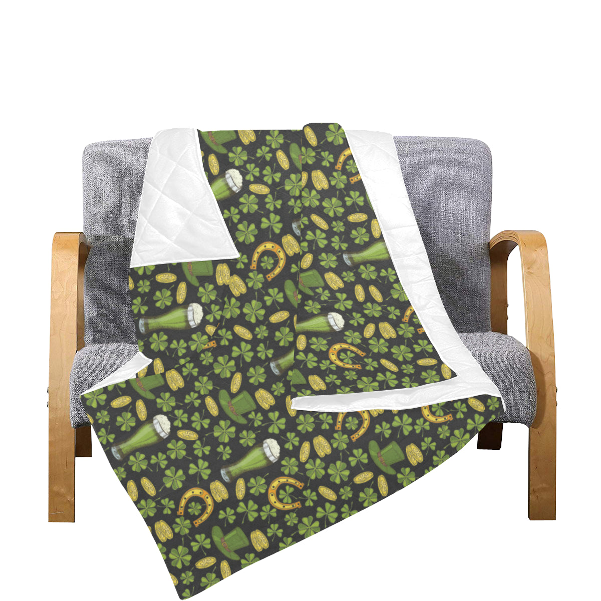 Clover St Patricks Pattern Print Design 03 Premium Quilt