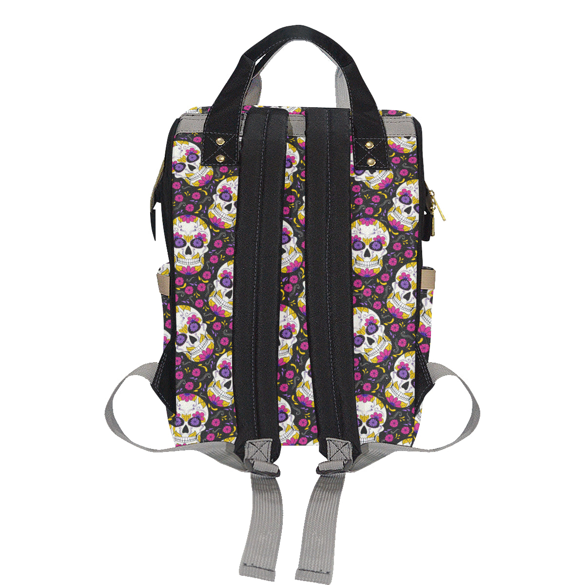 sugar skull Floral Pattern Diaper Bag Backpack