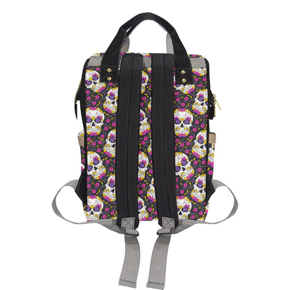 sugar skull Floral Pattern Diaper Bag Backpack
