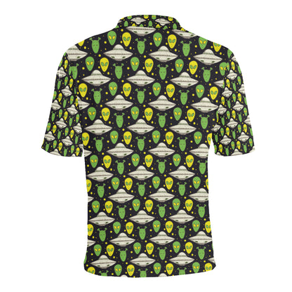 Alien UFO Pattern Men Polo Shirt