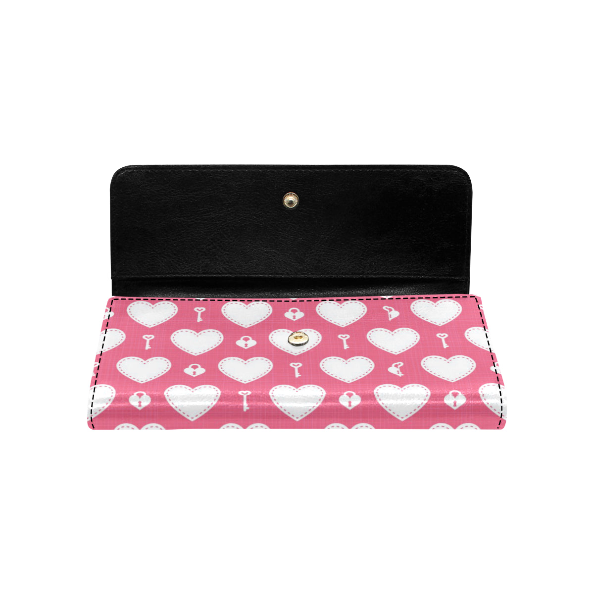Heart Key Pattern Print Design HE09 Women's Trifold Wallet