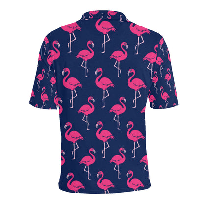 Pink Flamingo Pattern Men Polo Shirt