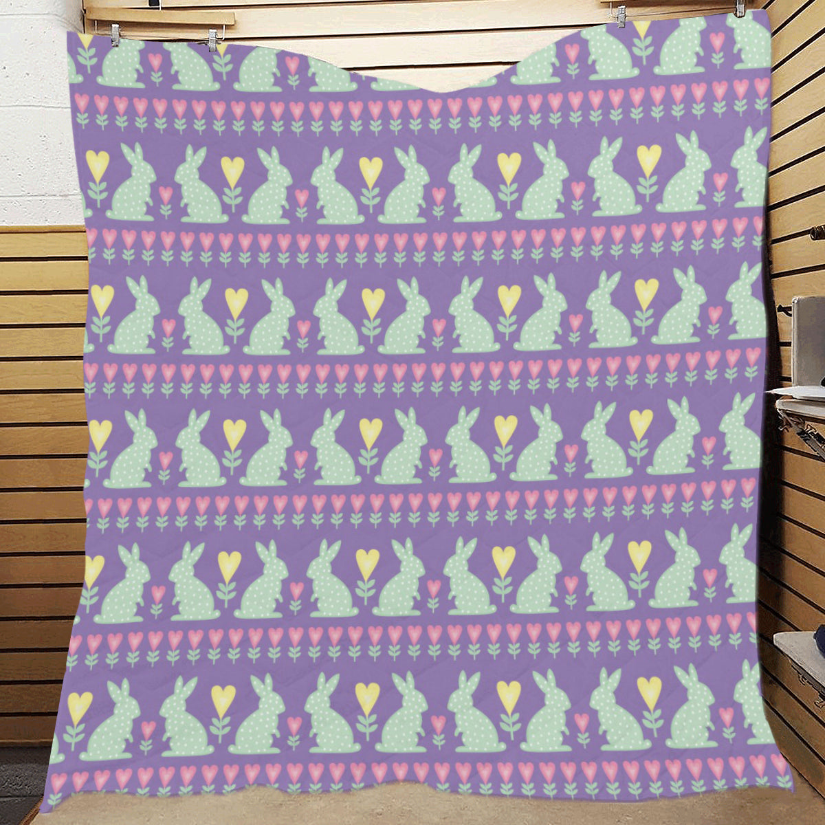 Rabbit Pattern Print Design RB01 Premium Quilt