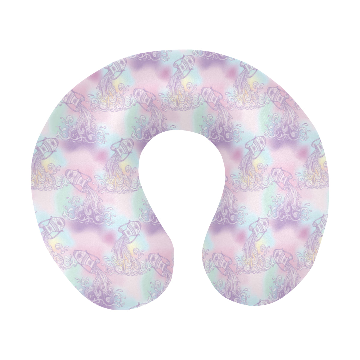 Aquarius Zodiac Pattern Print Design 01 U-Shaped Travel Neck Pillow