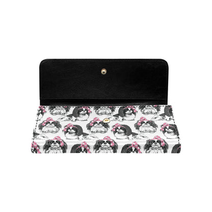 Japanese Chin Pattern Print Design 01 Women's Trifold Wallet