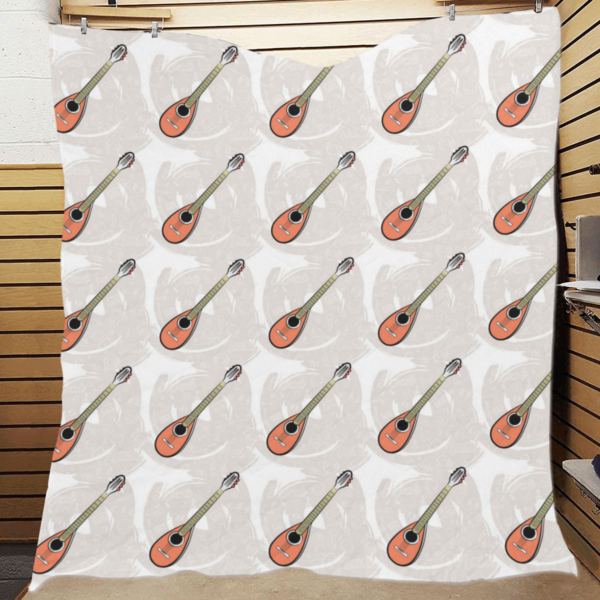 Mandolin Pattern Print Design 03 Premium Quilt