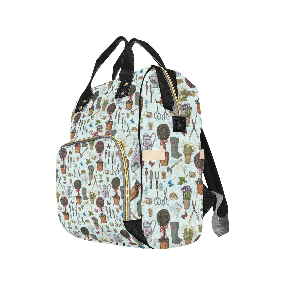 Gardening Pattern Print Design G01 Diaper Bag Backpack