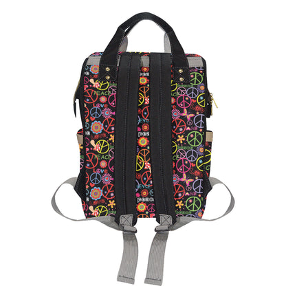 Peace Sign Colorful Design Print Diaper Bag Backpack