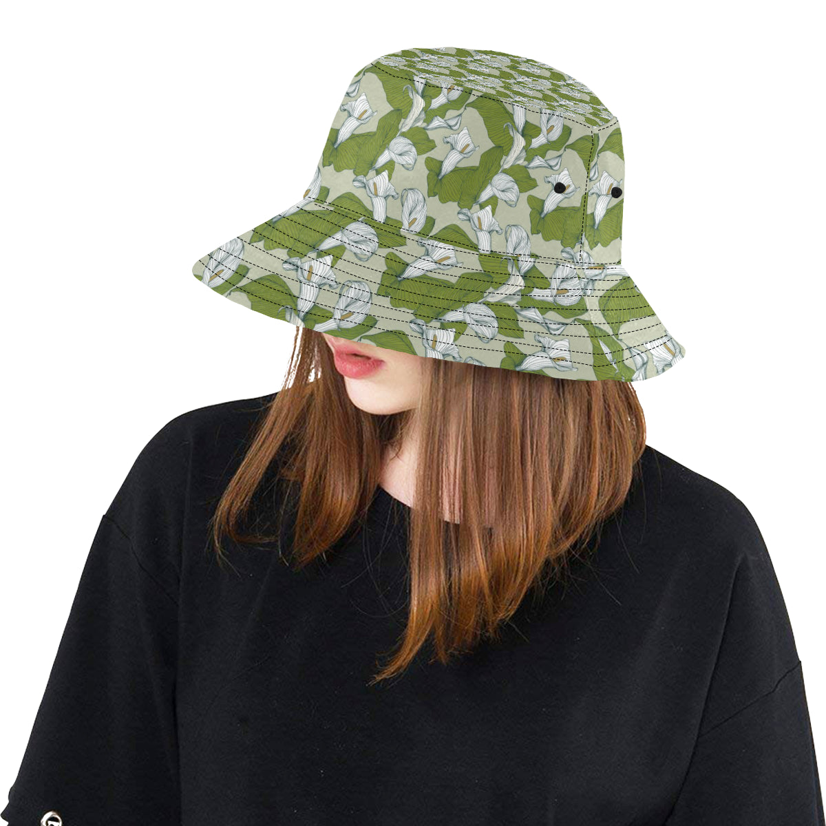 Lily Pattern Print Design LY08 Unisex Bucket Hat