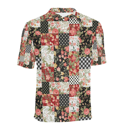 Patchwork Flower Pattern Print Design 03 Men Polo Shirt