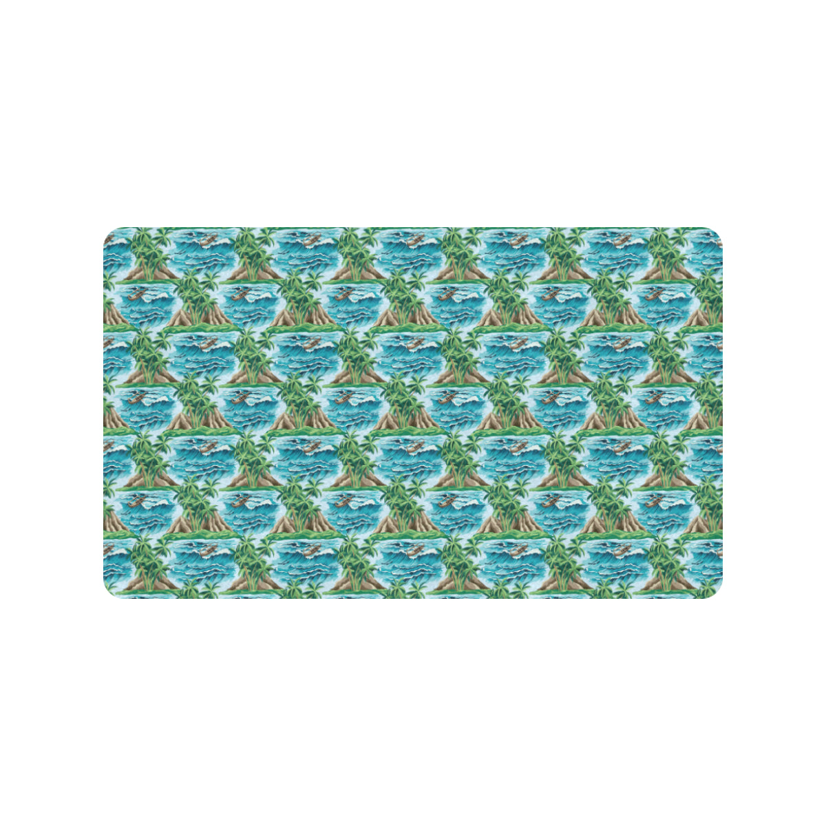 Palm Tree Hawaiian Themed Design Print Rubber Doormat