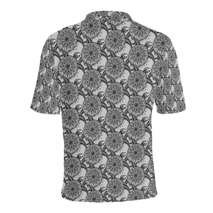 Tribal Turtle Polynesian Themed Print Men Polo Shirt