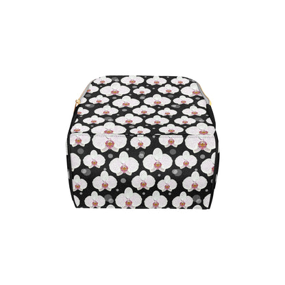 Orchid White Pattern Print Design OR09 Diaper Bag Backpack