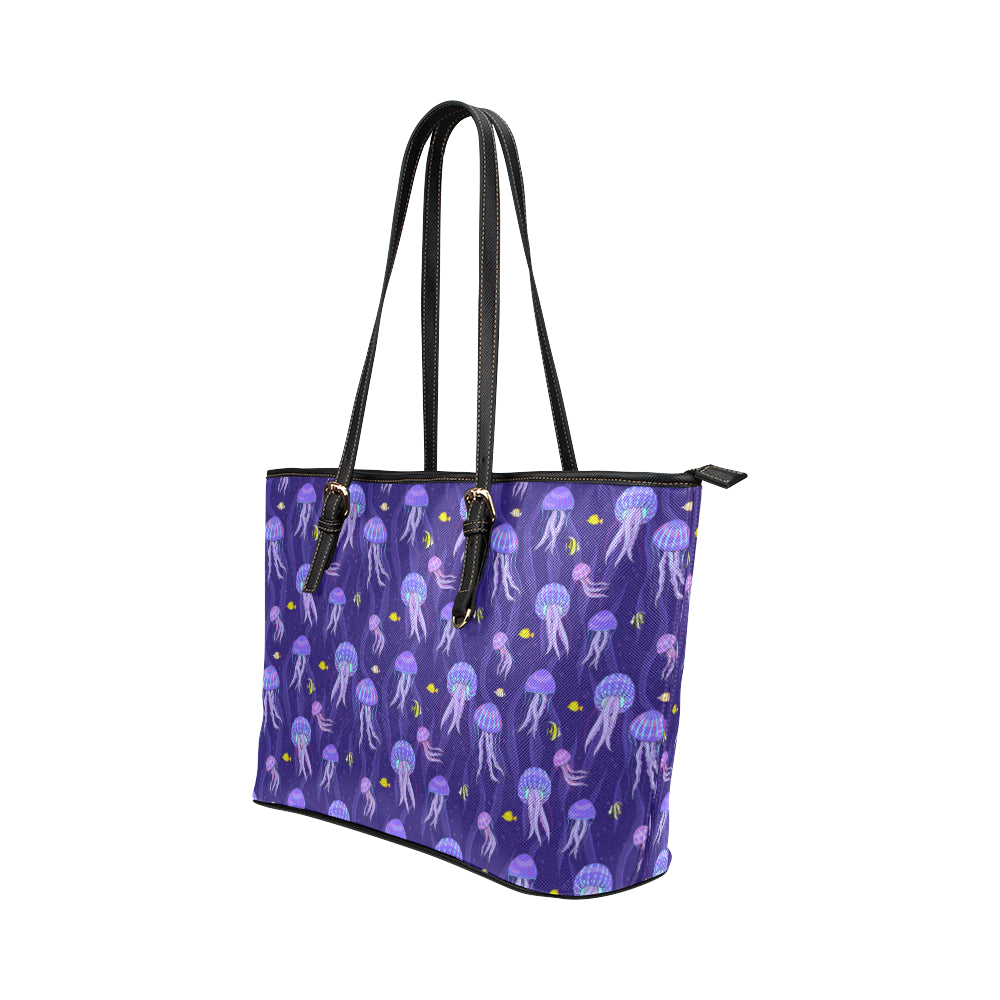 Jellyfish Style Print Leather Tote Bag