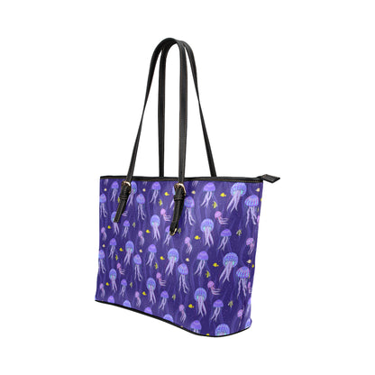 Jellyfish Style Print Leather Tote Bag