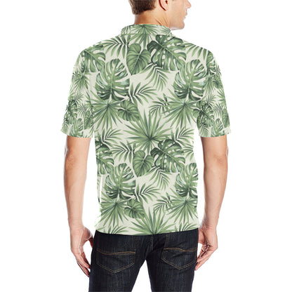 Palm Leaf Pattern Print Design A02 Men Polo Shirt
