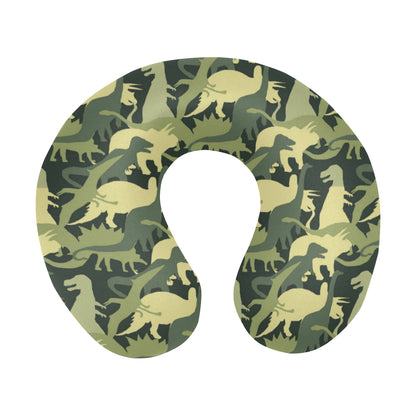 Camouflage Dinosaur Pattern Print Design 03 U-Shaped Travel Neck Pillow