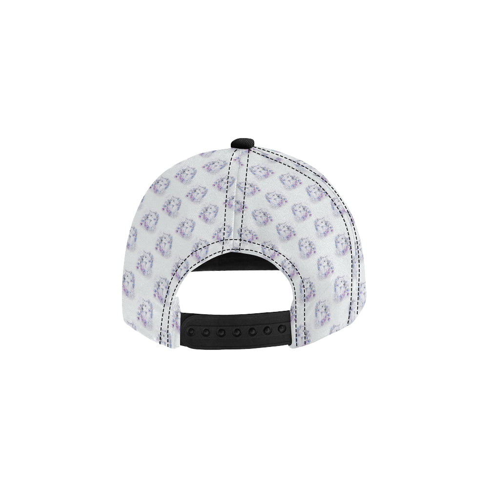 Wolf with Flower Print Design Snapback Cap