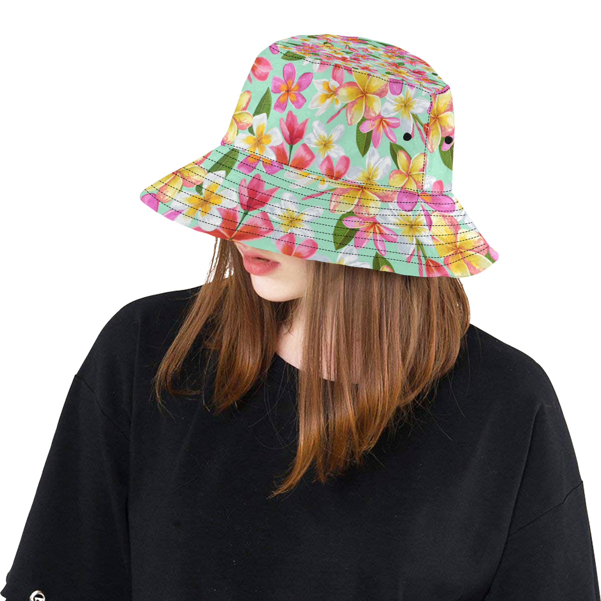 Plumeria Pattern Print Design PM014 Unisex Bucket Hat