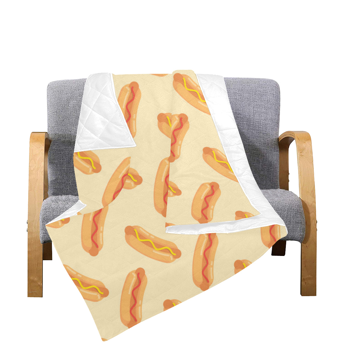 Hot Dog Pattern Print Design 05 Premium Quilt