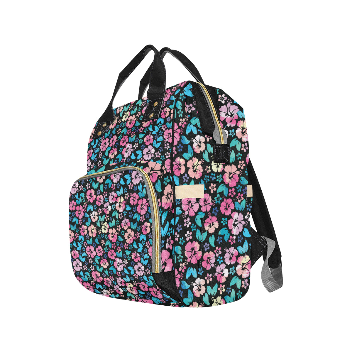 Pink Hibiscus Hawaiian Flower Diaper Bag Backpack
