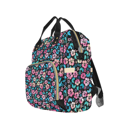 Pink Hibiscus Hawaiian Flower Diaper Bag Backpack