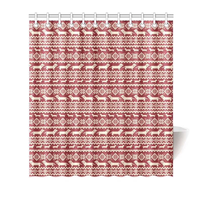 Dachshund Pattern Print Design 09 Shower Curtain