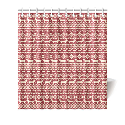 Dachshund Pattern Print Design 09 Shower Curtain