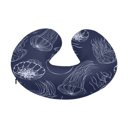 Jellyfish Pattern Print Design 05 U-Shaped Travel Neck Pillow