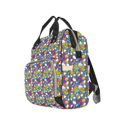 Comic Book Pattern Print Design 02 Diaper Bag Backpack