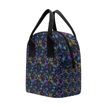 Dragonfly With Floral Print Pattern Insulated Lunch Bag
