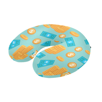 Money Pattern Print Design 03 U-Shaped Travel Neck Pillow