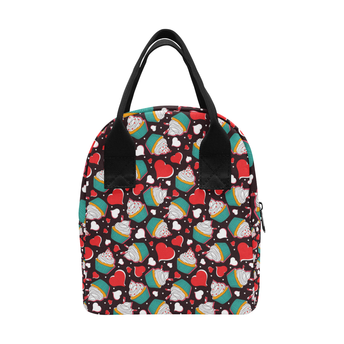Cupcakes Heart Print Pattern Insulated Lunch Bag