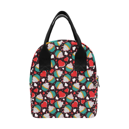 Cupcakes Heart Print Pattern Insulated Lunch Bag