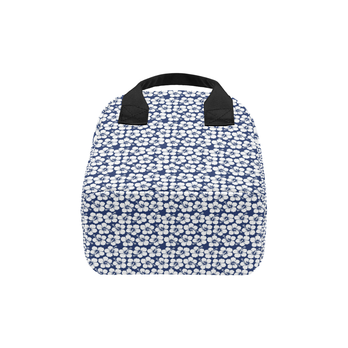 Hibiscus Blue Hawaiian Flower Pattern Insulated Lunch Bag