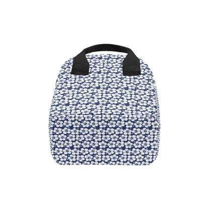 Hibiscus Blue Hawaiian Flower Pattern Insulated Lunch Bag
