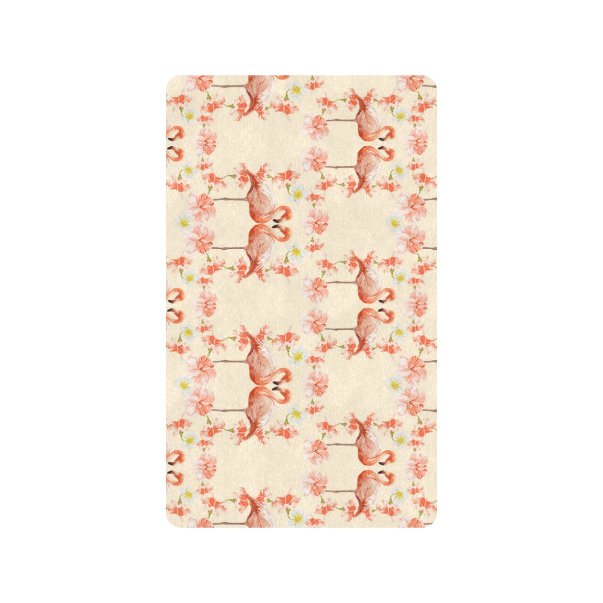 Flamingo Hibiscus Print Pattern Rubber Doormat