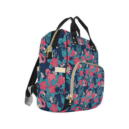 Flamingo Red Hibiscus  Pattern Diaper Bag Backpack