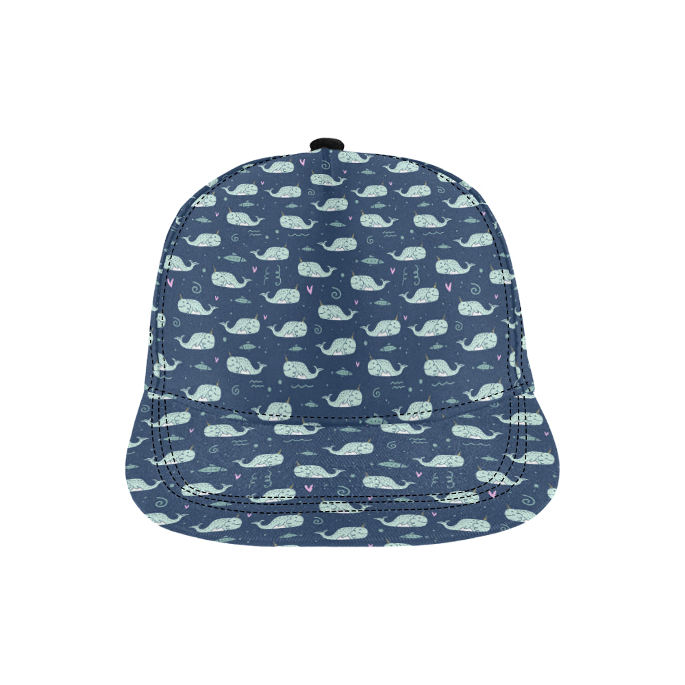 Narwhal Design Print Snapback Cap