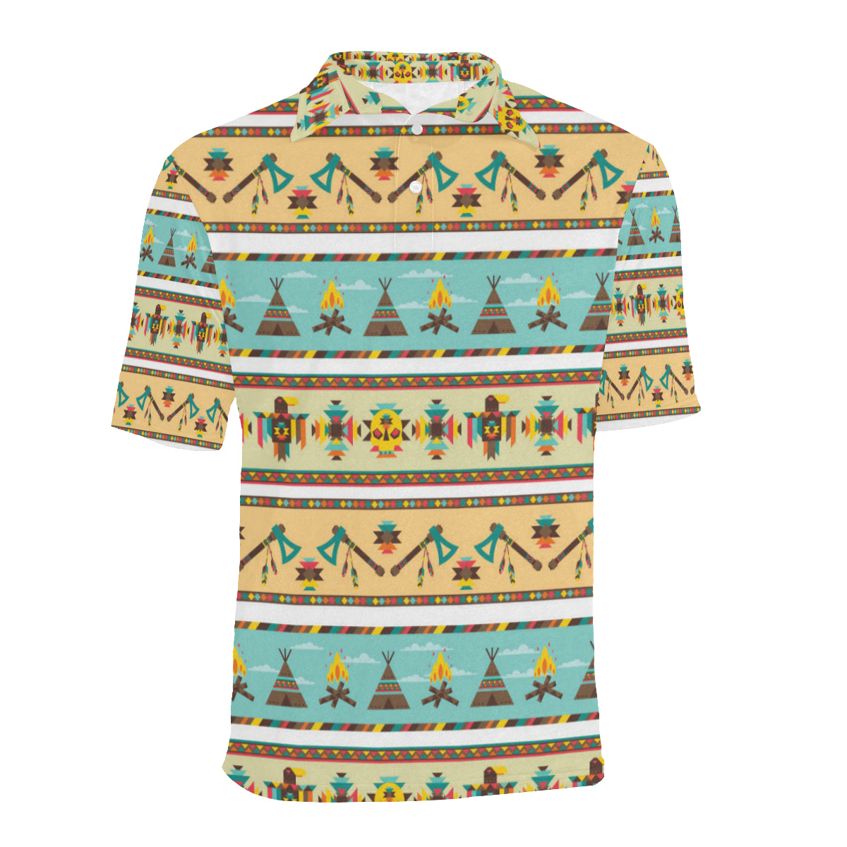 American indian Life Pattern Men Polo Shirt