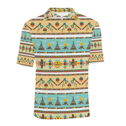 American indian Life Pattern Men Polo Shirt