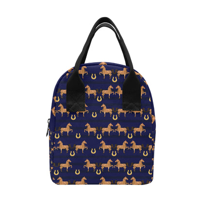 Horse Luxury Themed Pattern Print Insulated Lunch Bag