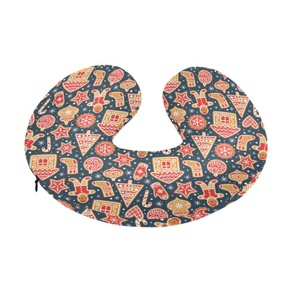 Gingerbread Pattern Print Design 03 U-Shaped Travel Neck Pillow