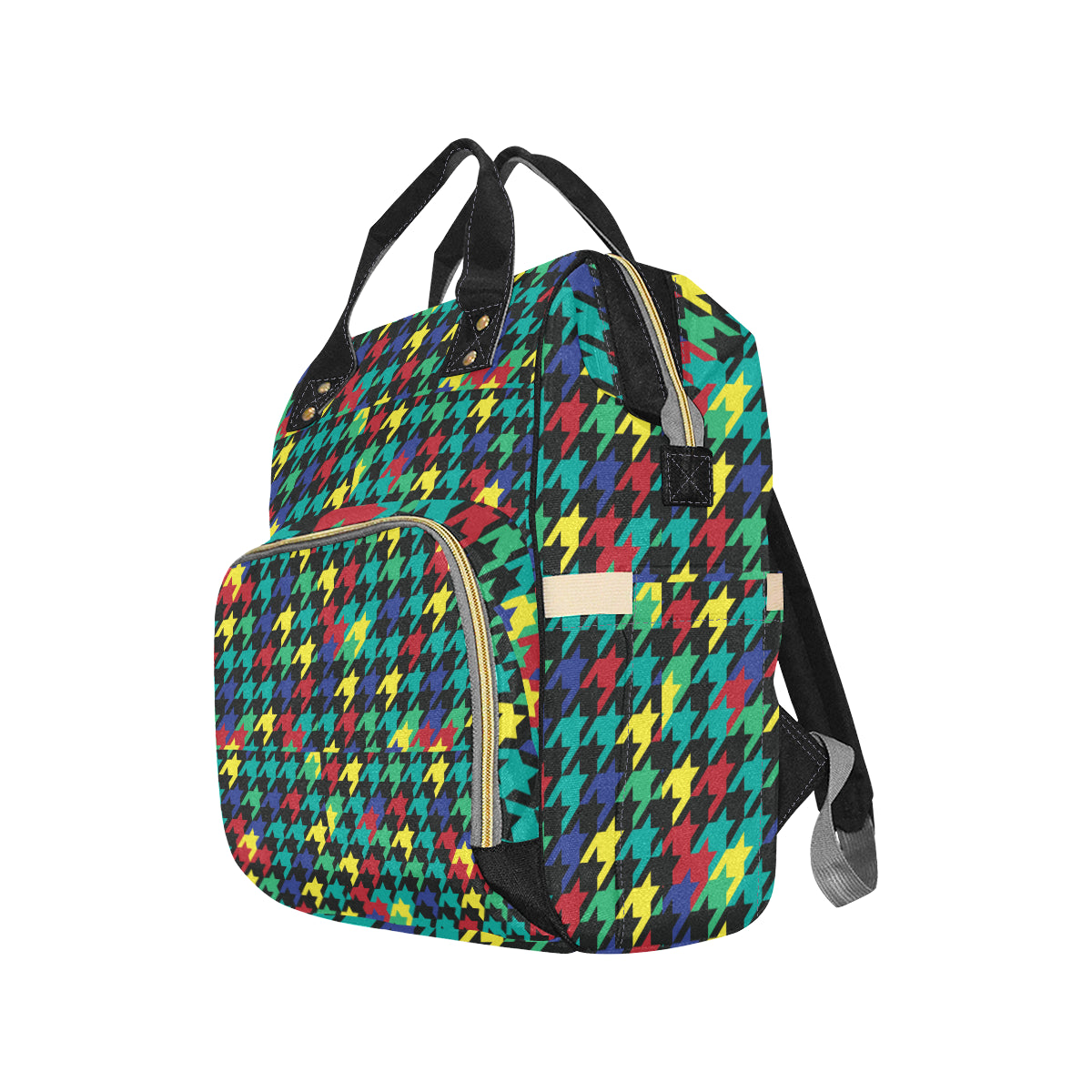 Houndstooth Colorful Pattern Print Design 02 Diaper Bag Backpack