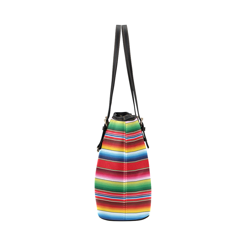 Serape Pattern Leather Tote Bag