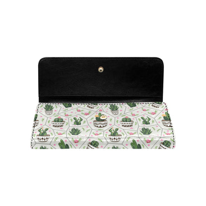 Cactus Pattern Print Design 04 Women's Trifold Wallet