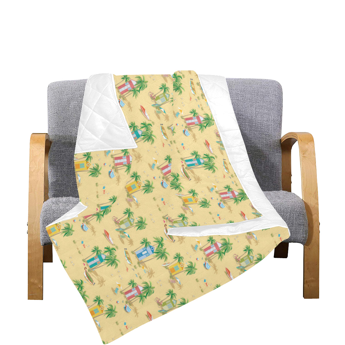 Beach Themed Pattern Print Design 01 Premium Quilt
